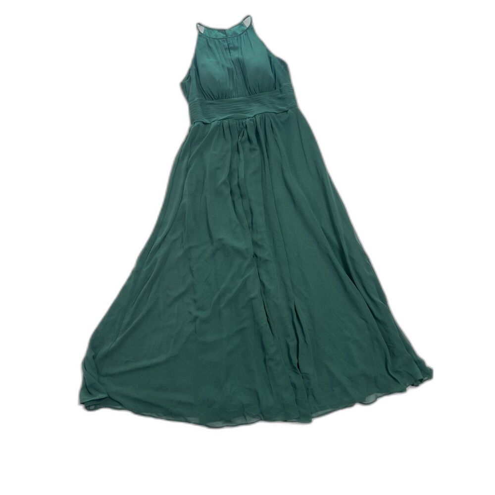 Azazie Green Halter Chiffon Formal Bridesmaid Dress Size A16